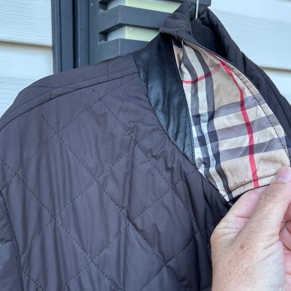 Burberry London Ladies/Men’s Nova Check Black Leather Trim Snap Buttons Jacket-L - Picture 3 of 15